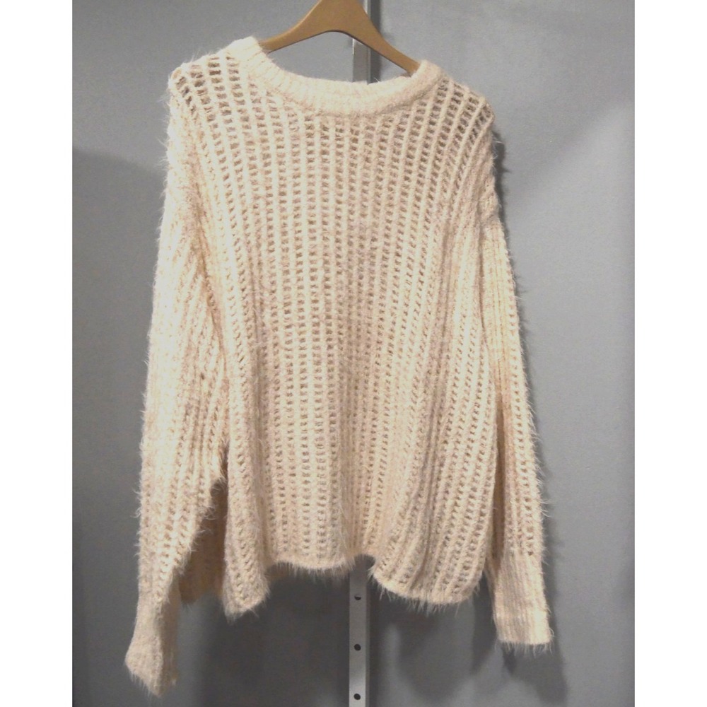 NWT Universal Thread Size 1XL Cream Open Waffle Knit Loose Long Sleeve Sweater